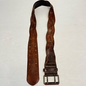 BANANA REPUBLIC BROWN LEATHER WIDE BRAIDED BELT LARGE